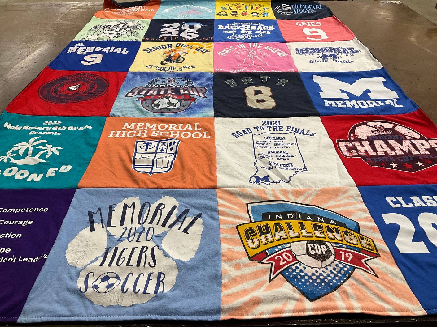 T-shirt quilt featuring memorial tigers soccer by MEGHAN from IN