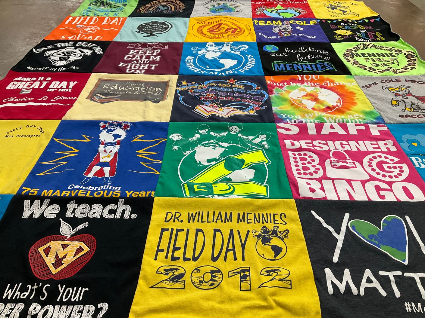 T-shirt quilt from dr. william mennies elementary school by Carol Ann from NJ