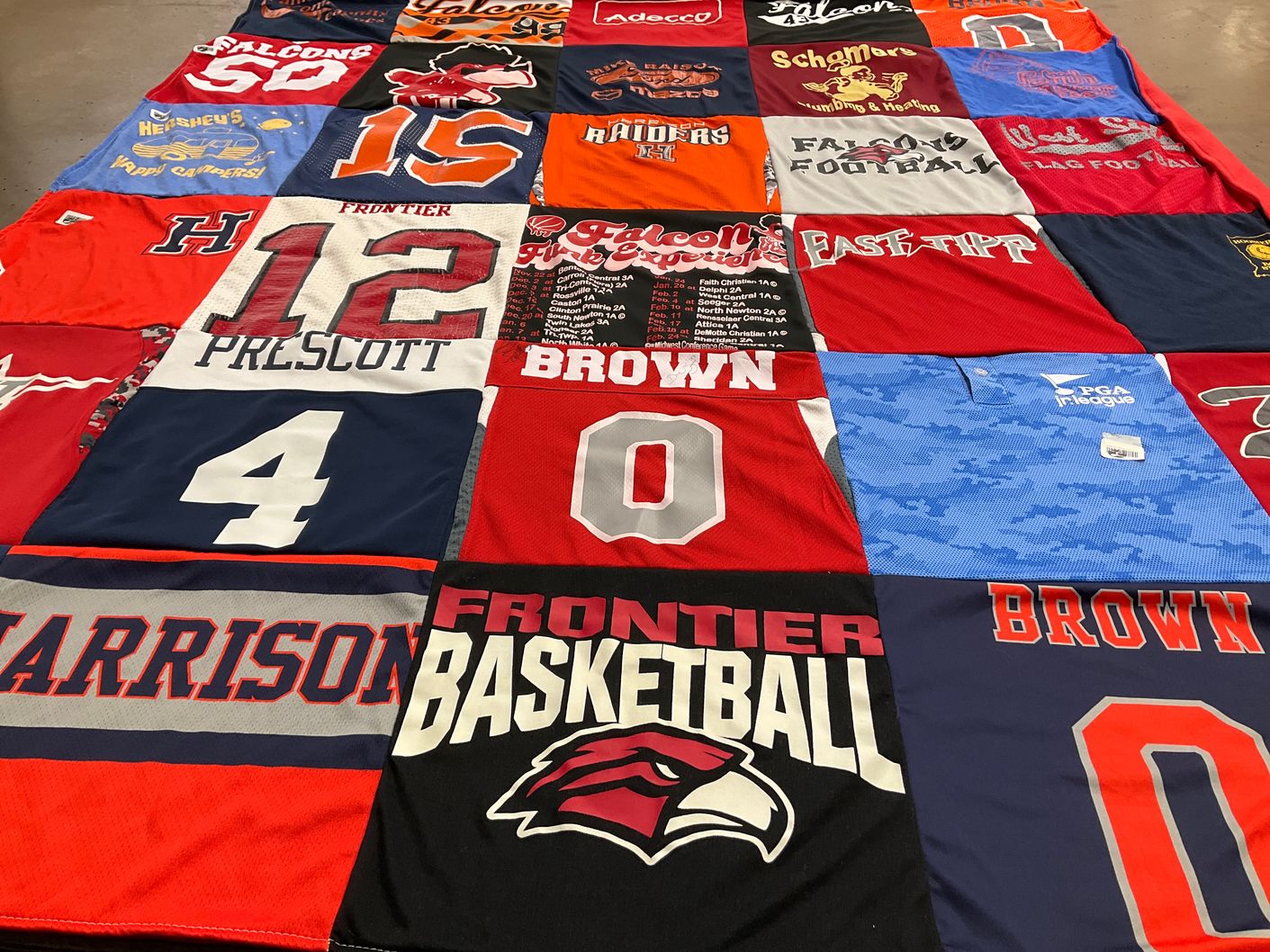 T-shirt quilt featuring frontier basketball team by JENNIFER from IN