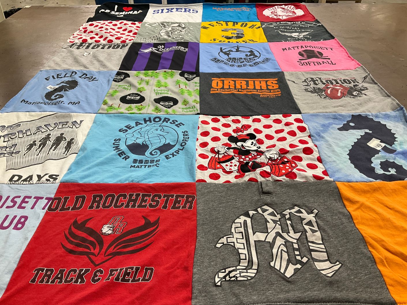 T-shirt quilt from old rochester regional school district by Erin from MA