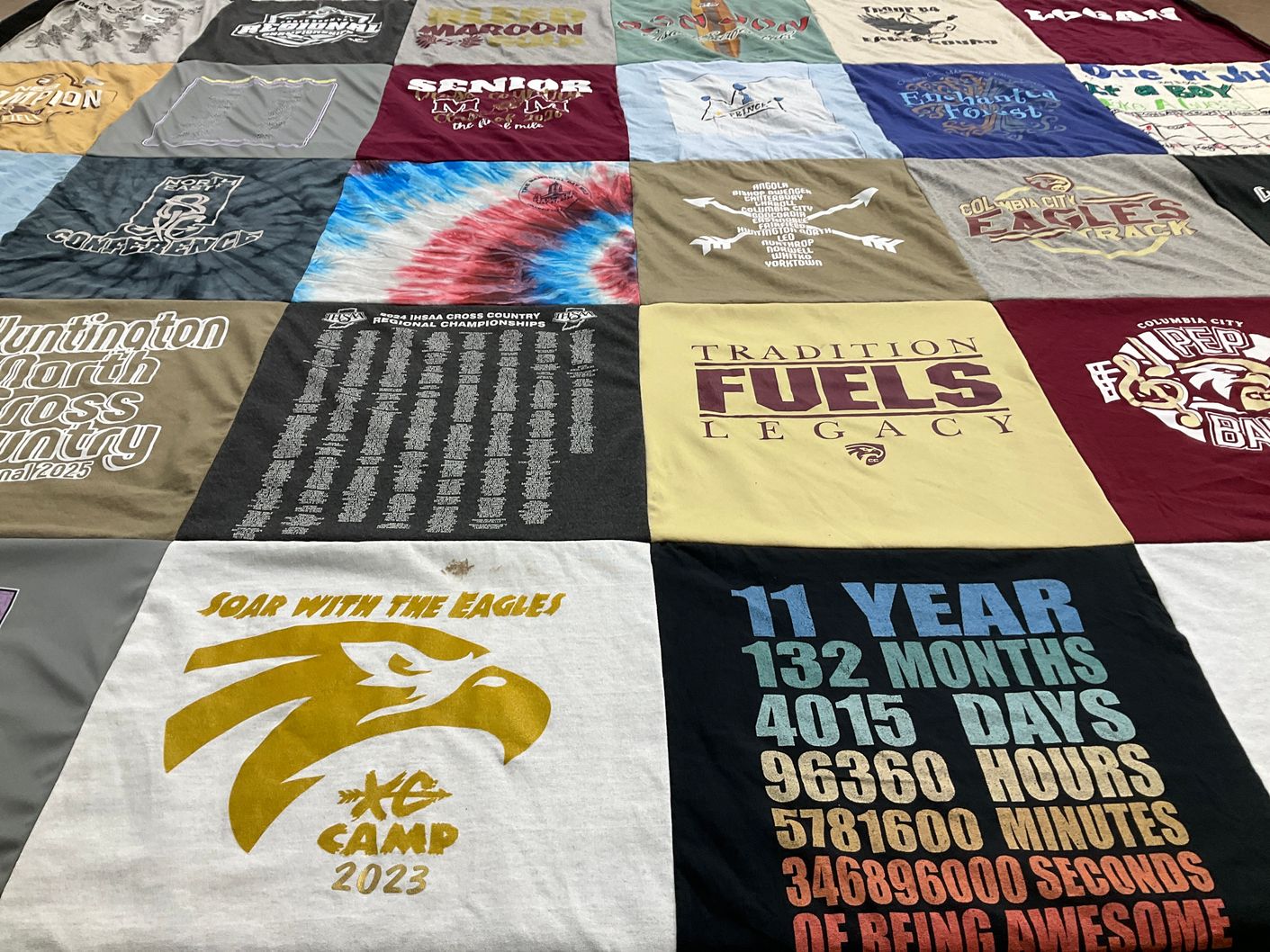 T-shirt quilt featuring columbia city eagles by Jamie from IN