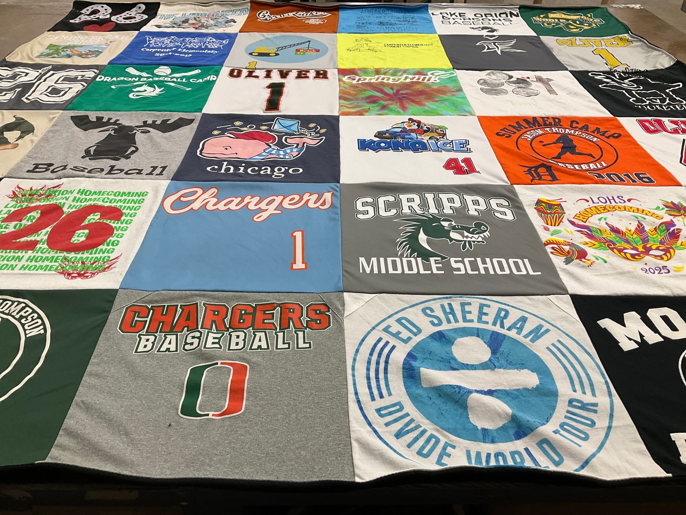 T-shirt quilt featuring chargers baseball by Angela from MI