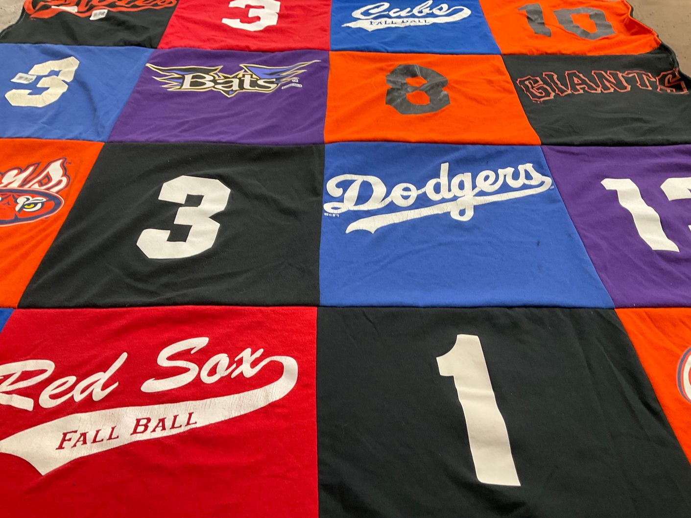 T-shirt quilt featuring san francisco giants, chicago cubs by Kathleen from CO