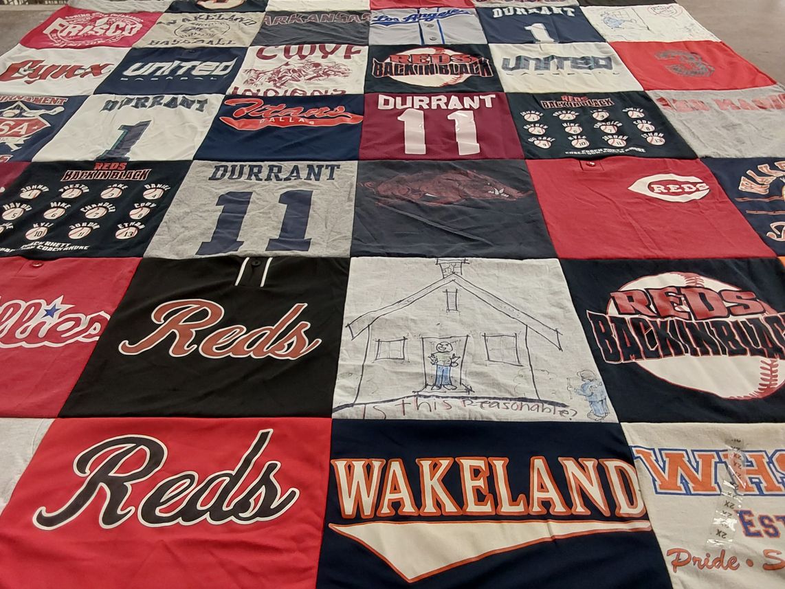 T-shirt quilt featuring reds baseball team by Cheri from TX