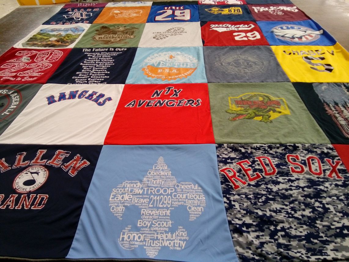 T-shirt quilt featuring boston red sox, texas rangers by Michelle from TX
