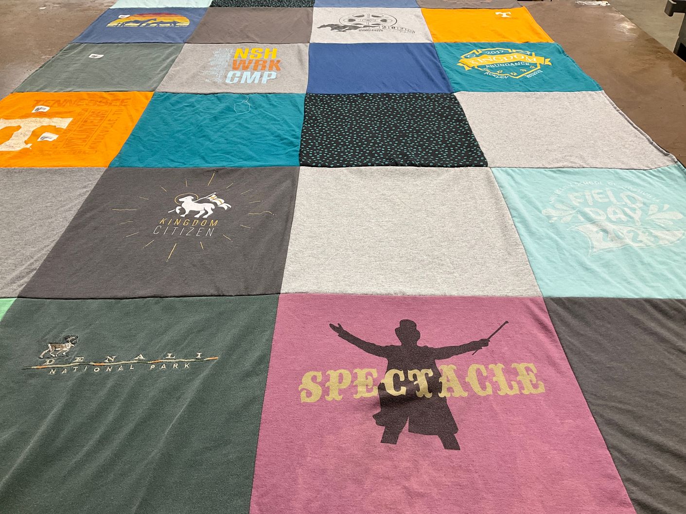 T-shirt quilt with nature, outdoors themes by Kristi from TN