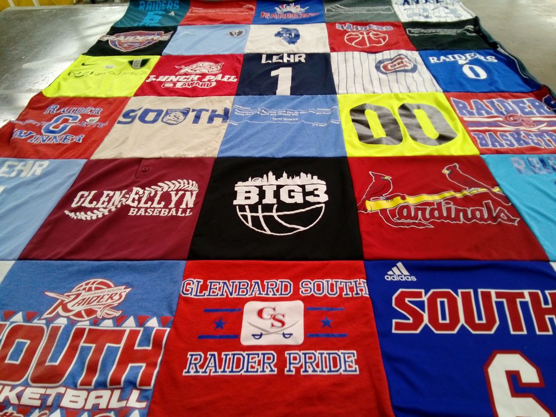 T-shirt quilt featuring glenbard south high school raiders by Christina from IL