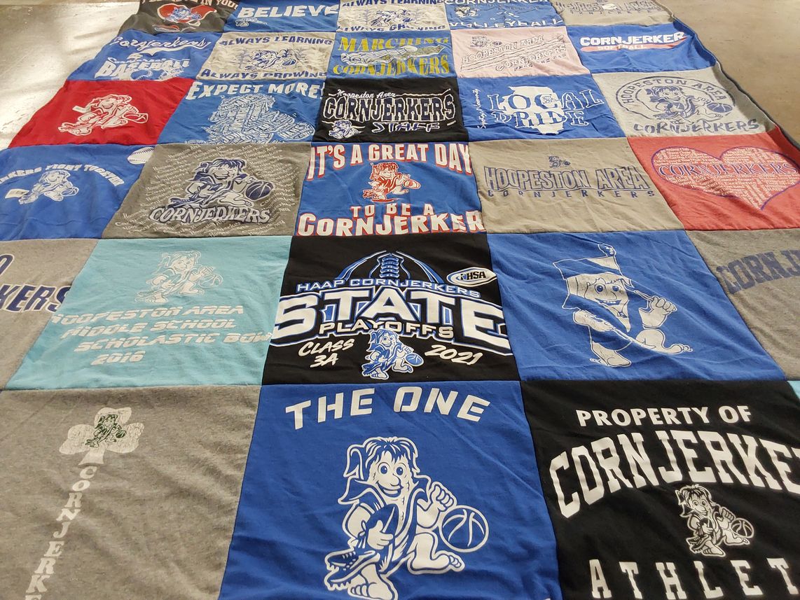T-shirt quilt featuring hopeston area cornjerkers by Michele from IL