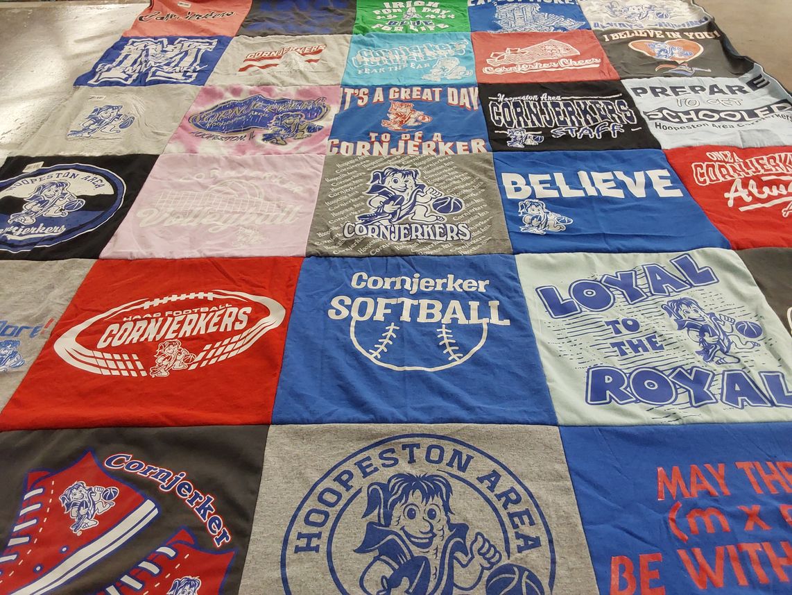 T-shirt quilt featuring hoopeston cornjerkers by Michele from IL