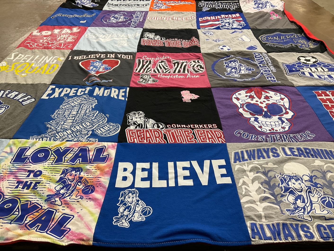 T-shirt quilt featuring cornjerkers basketball team by Michele from IL
