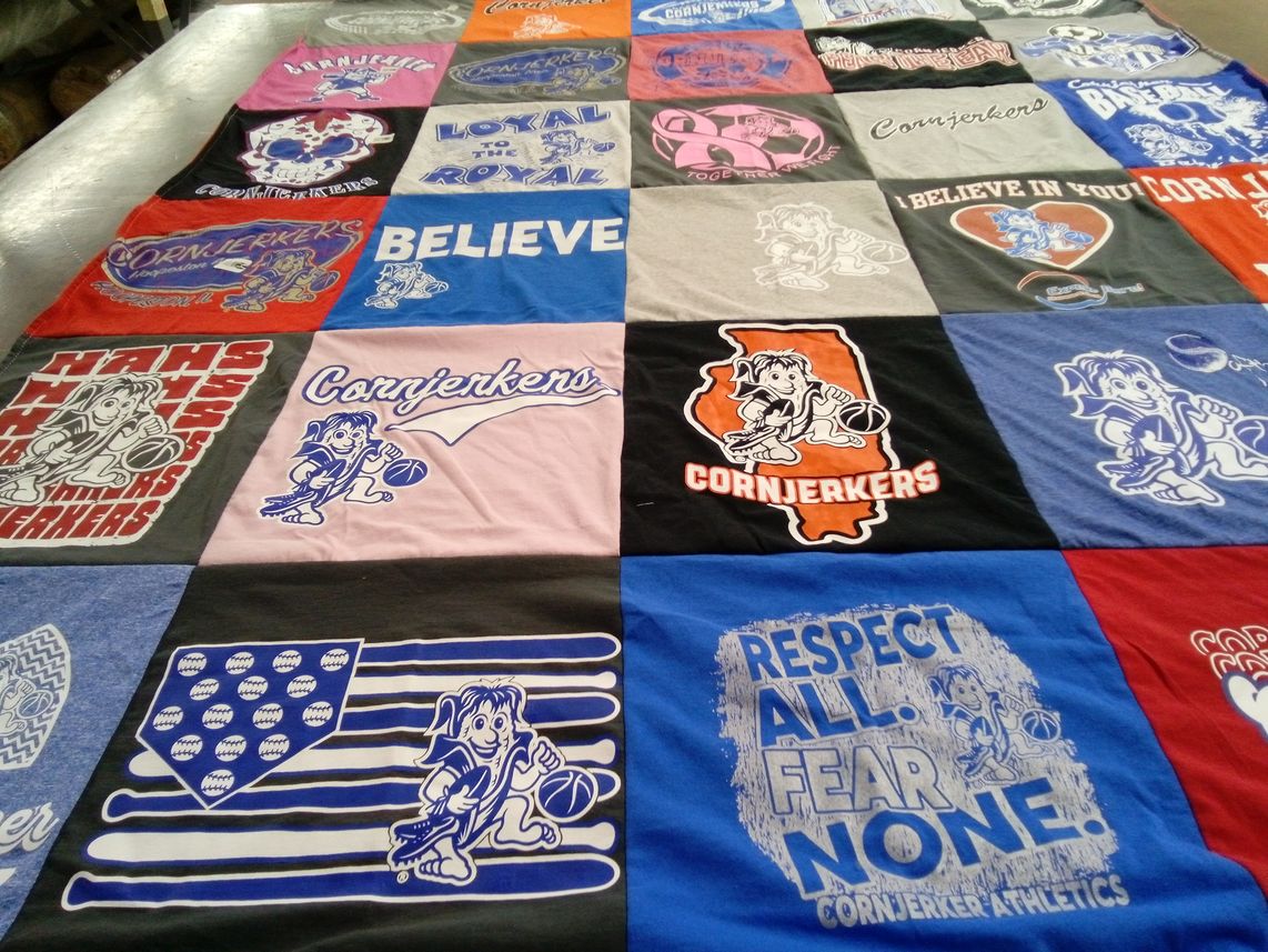 T-shirt quilt featuring cornjerkers by Michele from IL