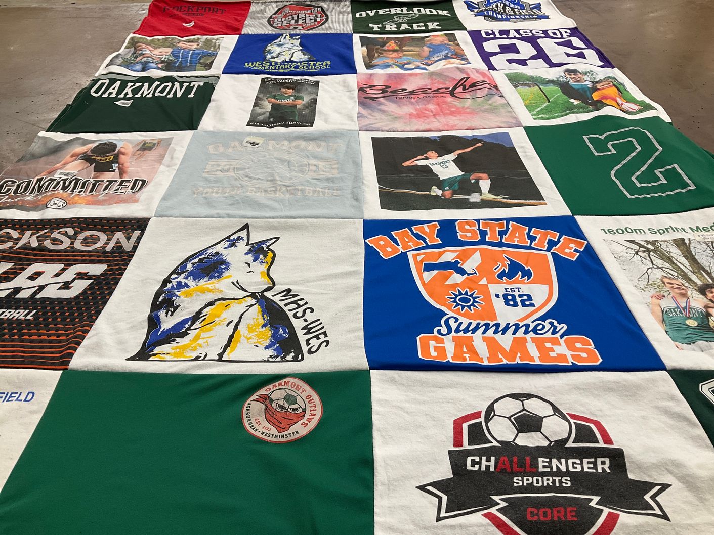 T-shirt quilt from oakmont regional high school, overlook middle school by Rebekah from MA