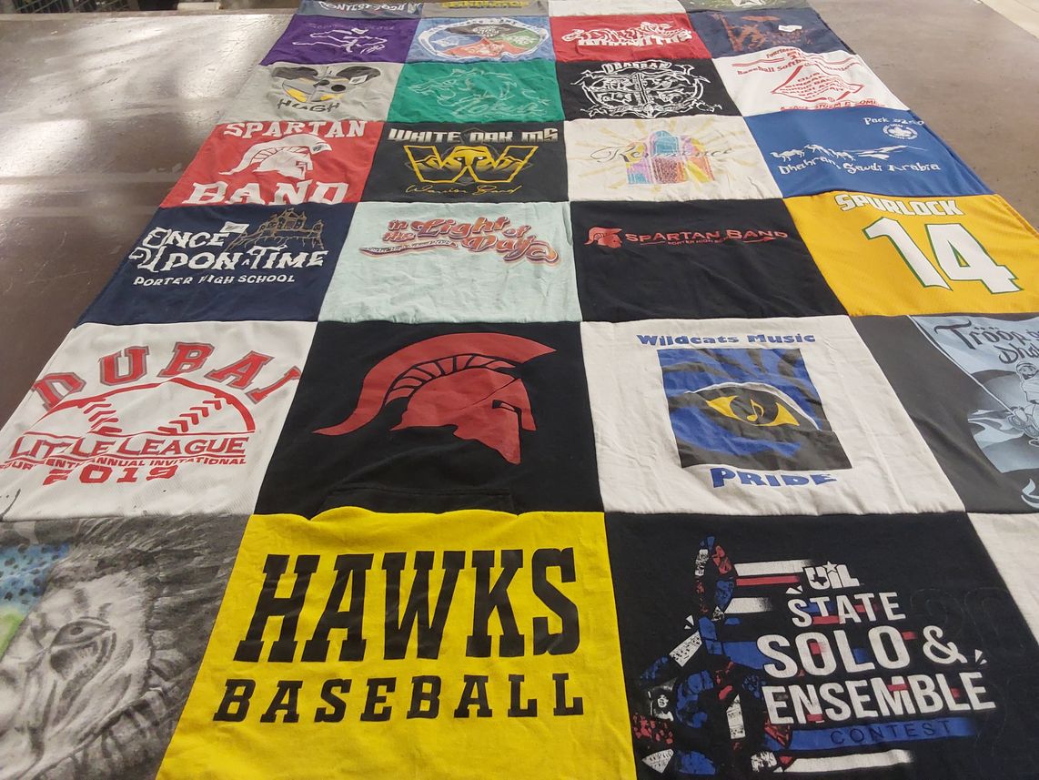 T-shirt quilt from porter high school by Sarah from TX