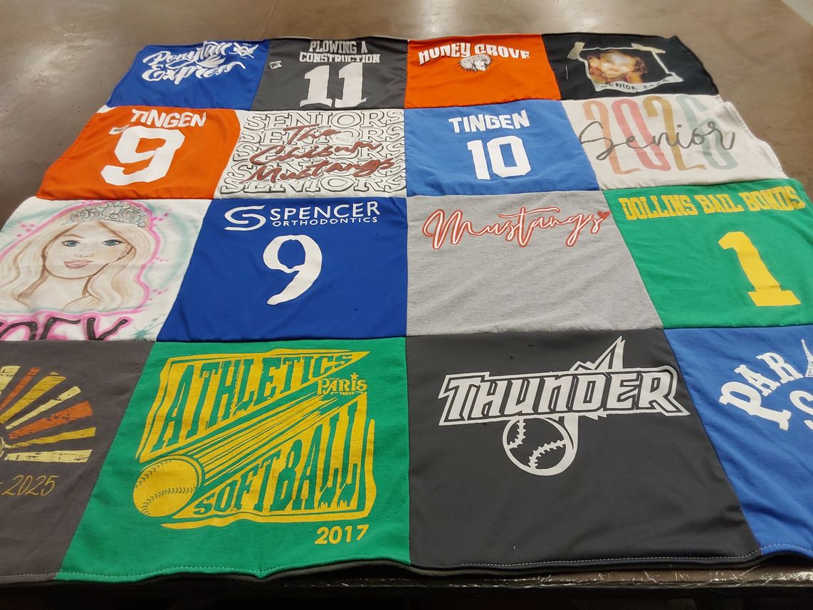 T-shirt quilt featuring mustangs, thunder by Sandi from TX