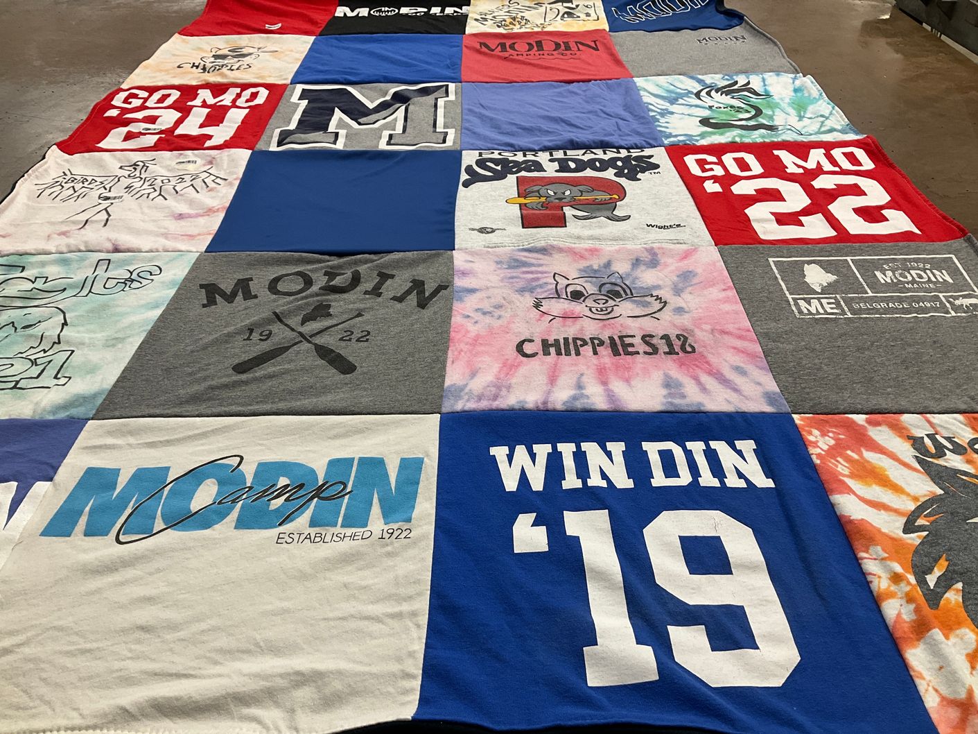 T-shirt quilt with camping themes by Rebecca from NY
