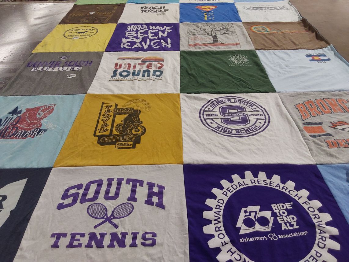 T-shirt quilt featuring broncos by Erica from CO