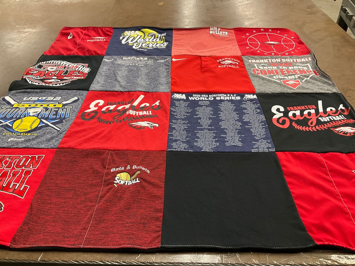 T-shirt quilt featuring frankton eagles softball by Edwinna from IN
