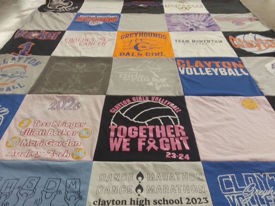 T-shirt quilt featuring clayton greyhounds volleyball by Dana from MO