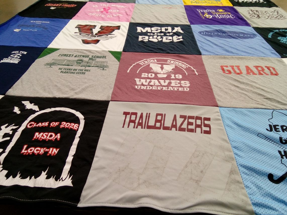 T-shirt quilt featuring verona swimming, trailblazers by Elizabeth from NJ
