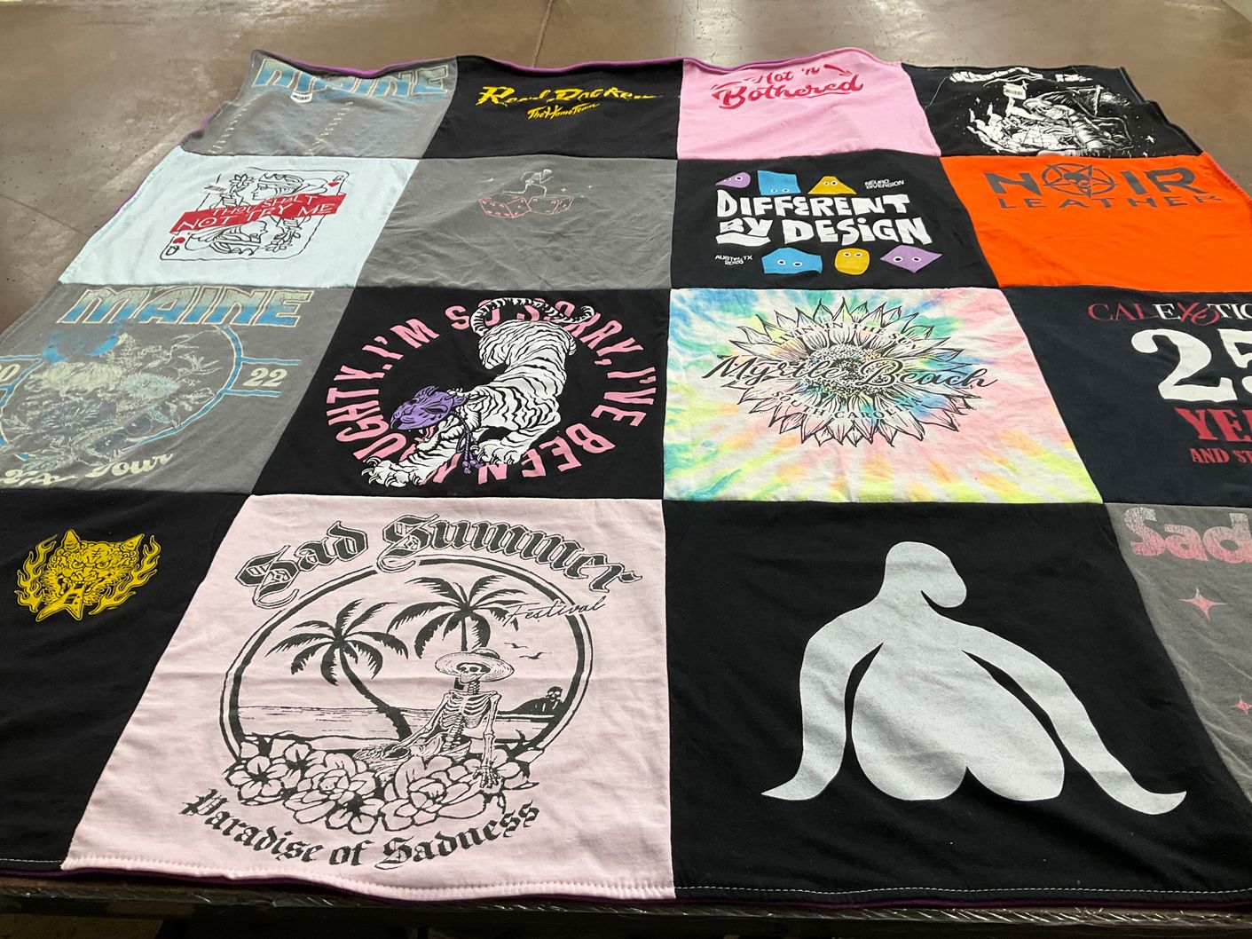 T-shirt quilt with music, beach themes by Nancy from MI