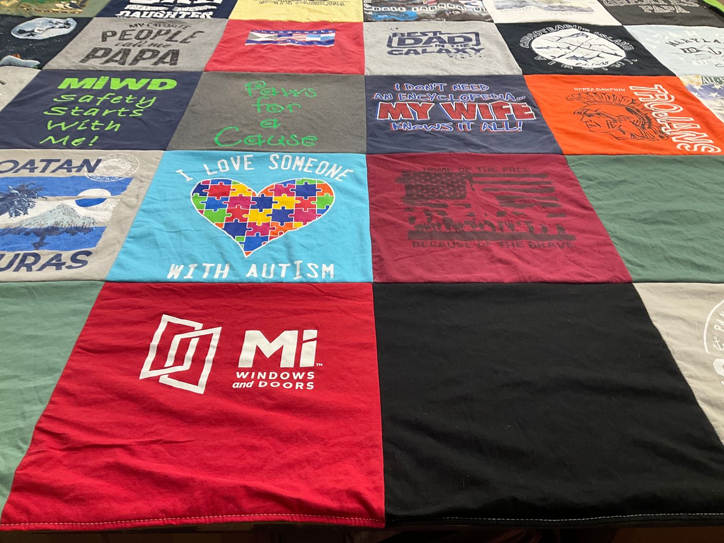 T-shirt quilt featuring trojans by Ellen from PA