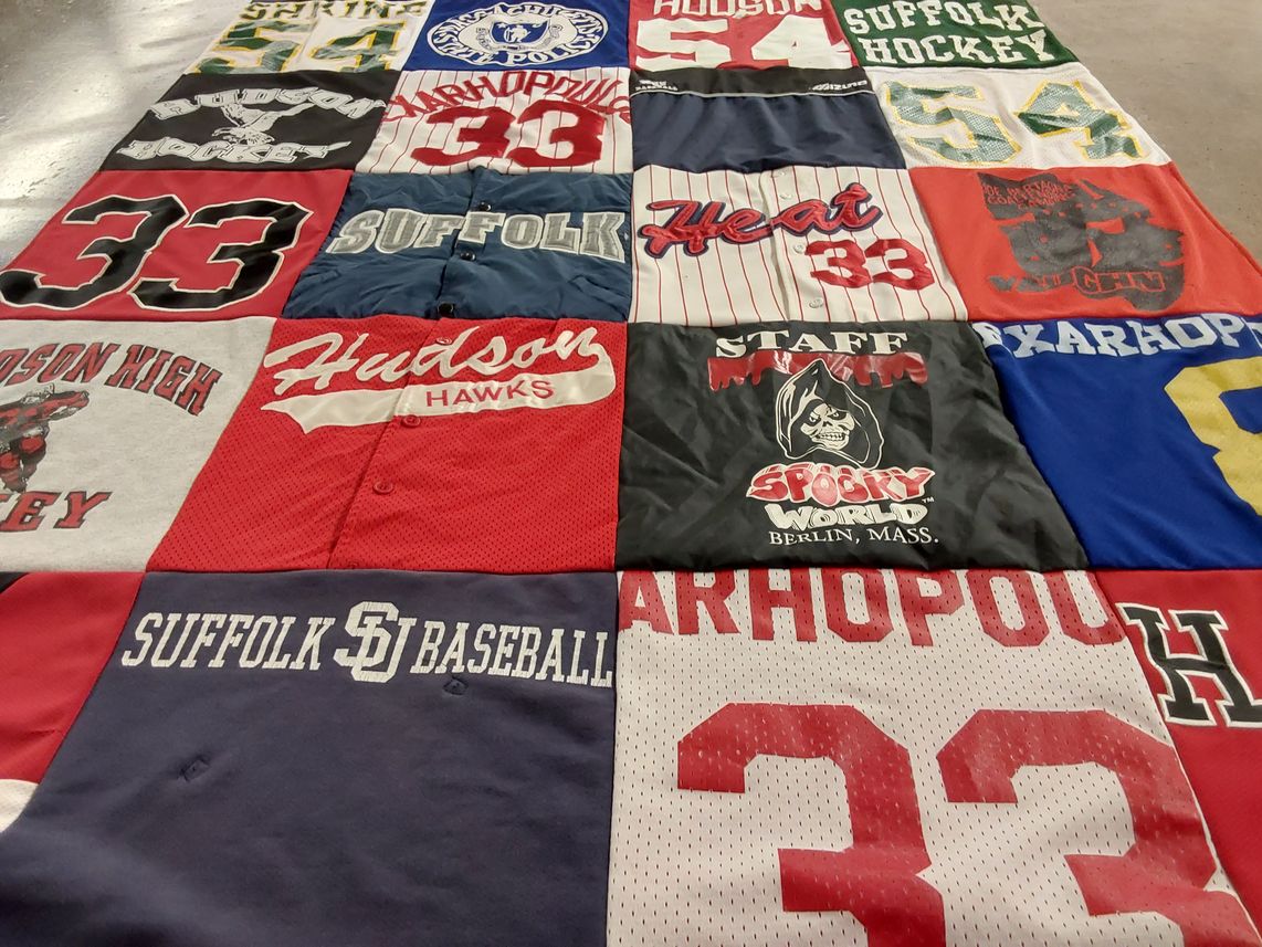 T-shirt quilt featuring hudson hawks by Elayne M from MA