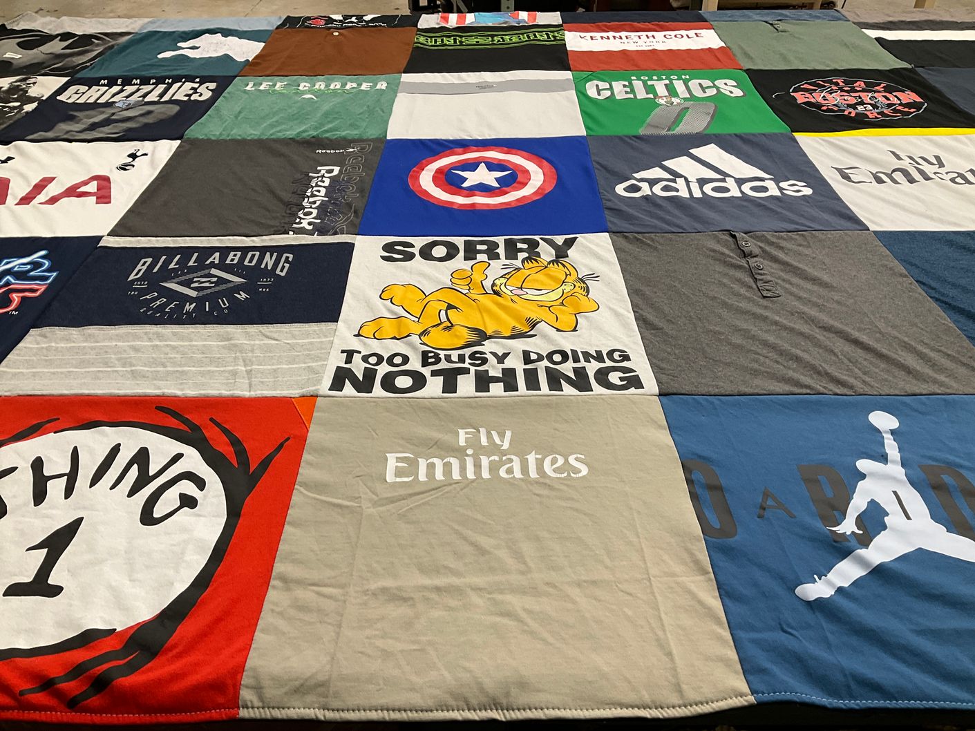 T-shirt quilt featuring memphis grizzlies, boston celtics by Annie from CA
