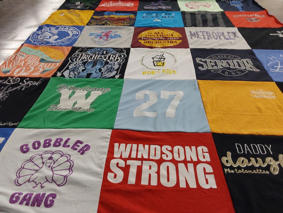 T-shirt quilt from windsong elementary by Farrah from TX