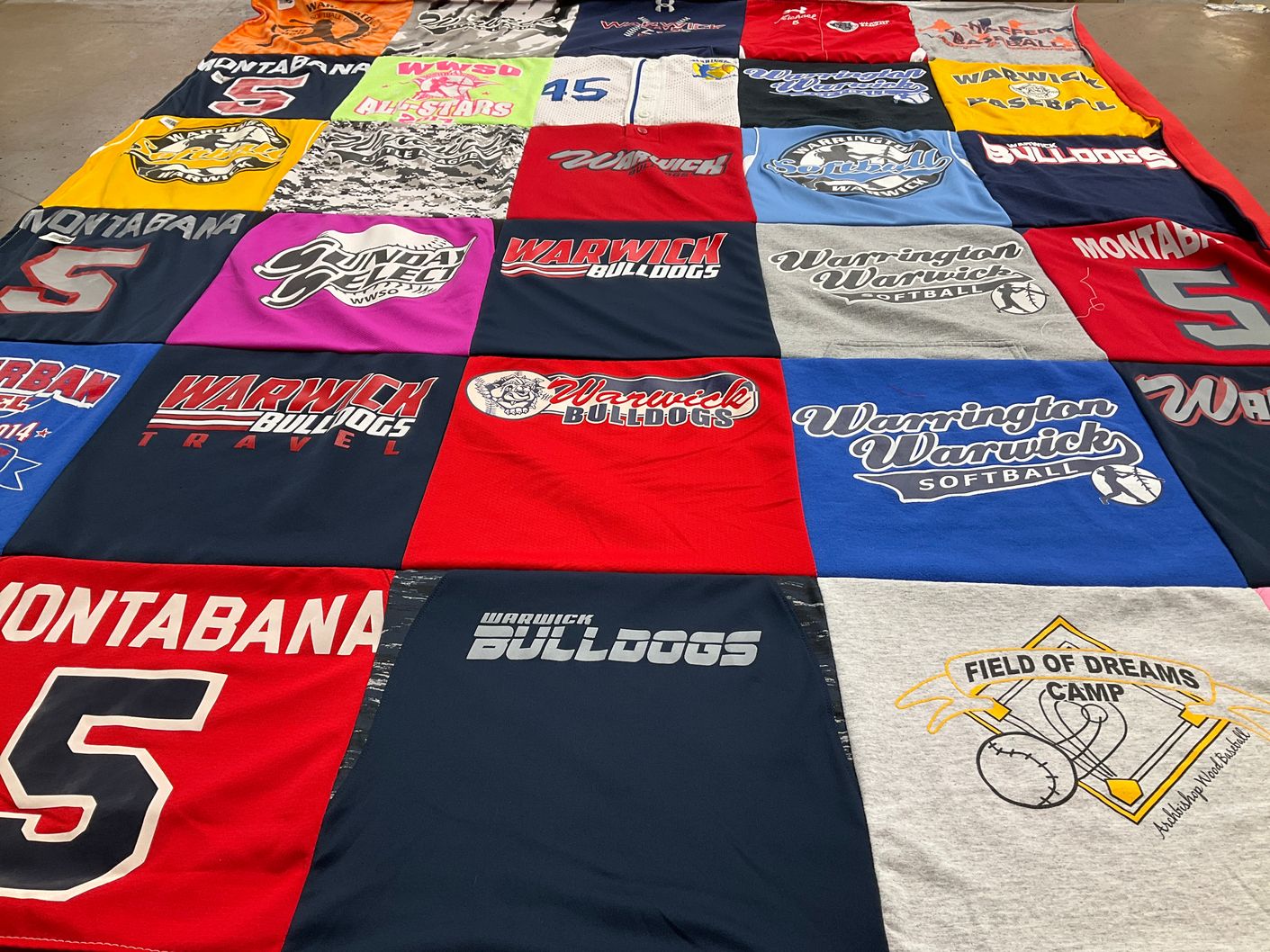 T-shirt quilt featuring warwick bulldogs, warrington warwick softball by April from PA