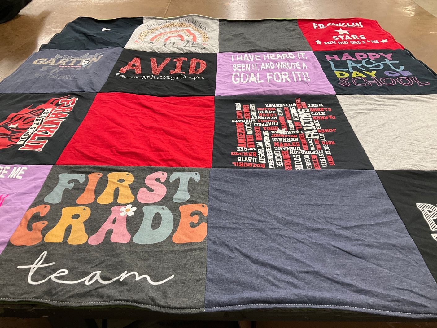 T-shirt quilt from franklin school by MARY from IL