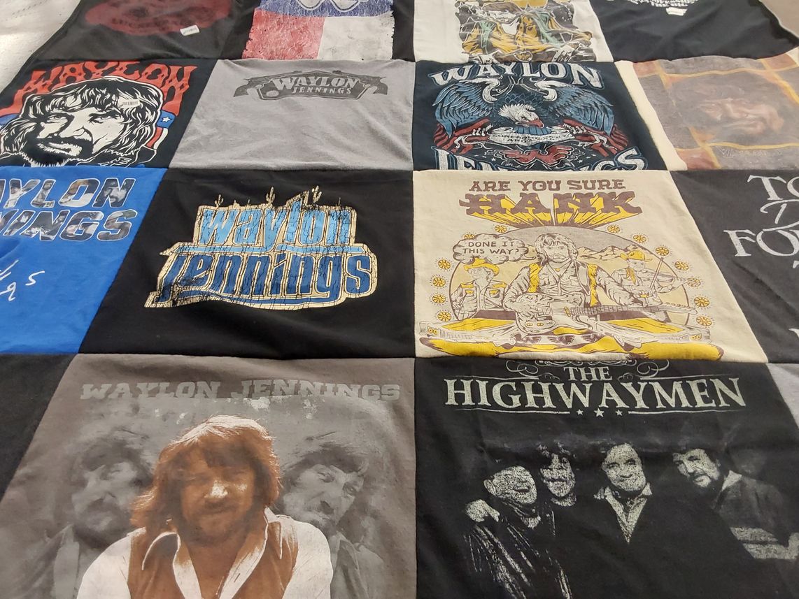 T-shirt quilt with country music, music themes by Dennis from TX