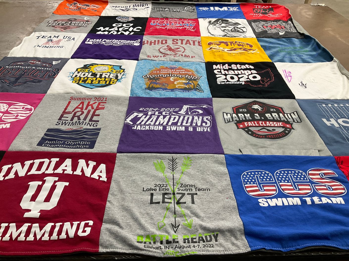 T-shirt quilt featuring ccs swim team, lake erie swim team by Alison from OH