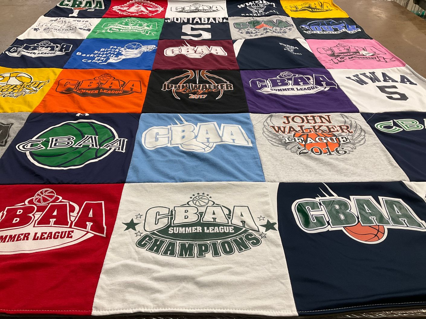 T-shirt quilt with basketball themes by April from PA