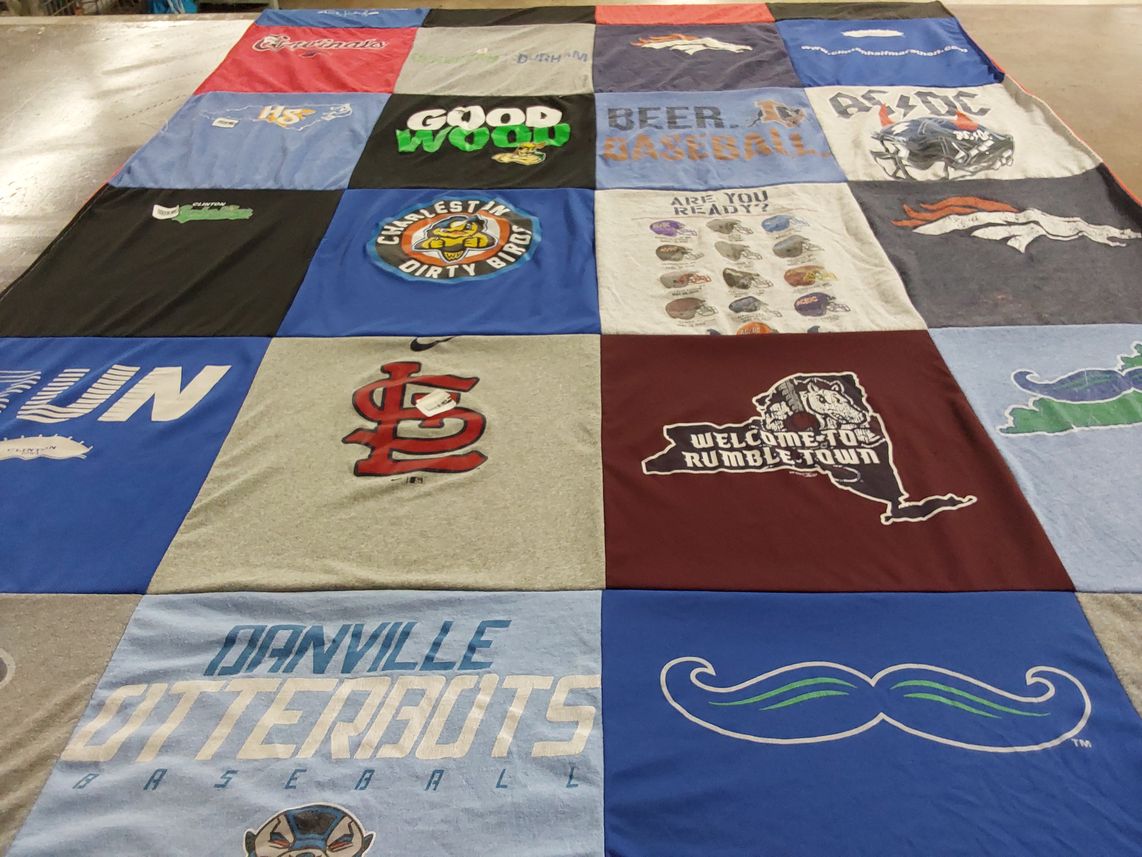 T-shirt quilt featuring st. louis cardinals, denver broncos by Linda from PA