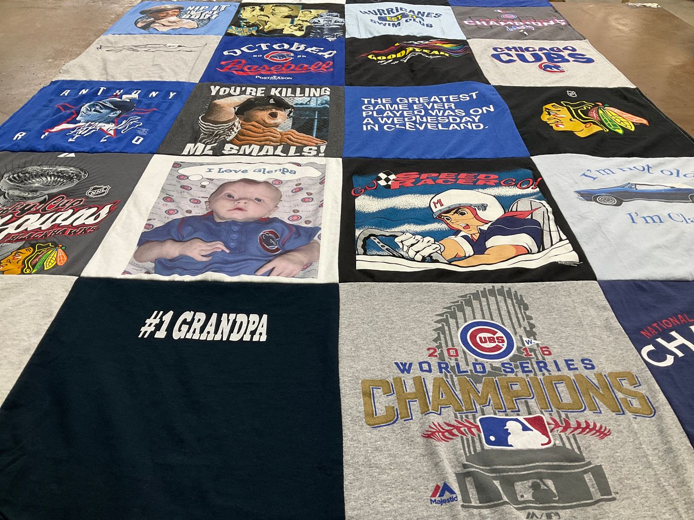 T-shirt quilt featuring chicago cubs by Catherine from IN