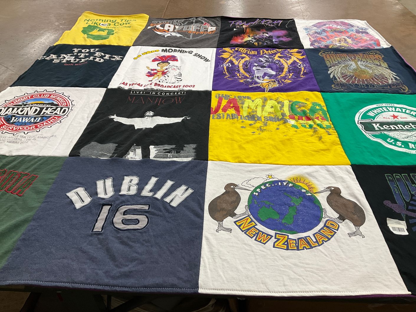 T-shirt quilt with music, travel themes by Howard from MA