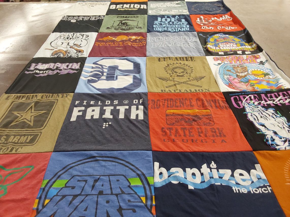 T-shirt quilt from lumpkin county high school, hopewell high school by Kristin from GA