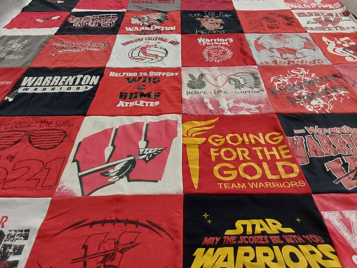 T-shirt quilt featuring warrenton warriors by Laura from MO