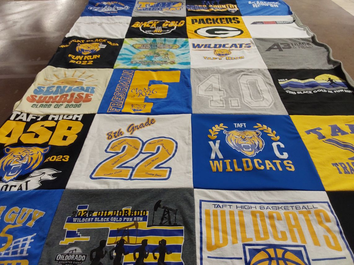 T-shirt quilt featuring taft high wildcats by Tabi from CA