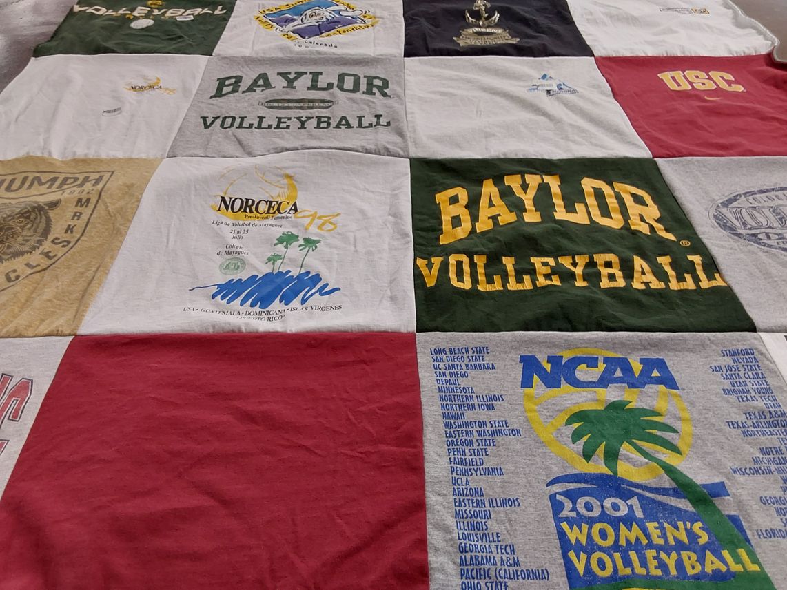T-shirt quilt from baylor university, university of southern california by Terri from TX