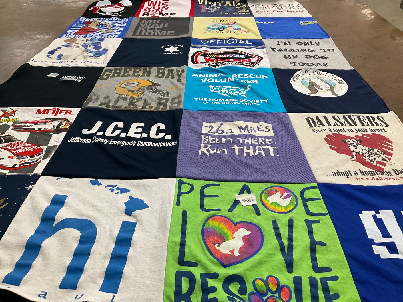 T-shirt quilt featuring green bay packers by Christine from WI