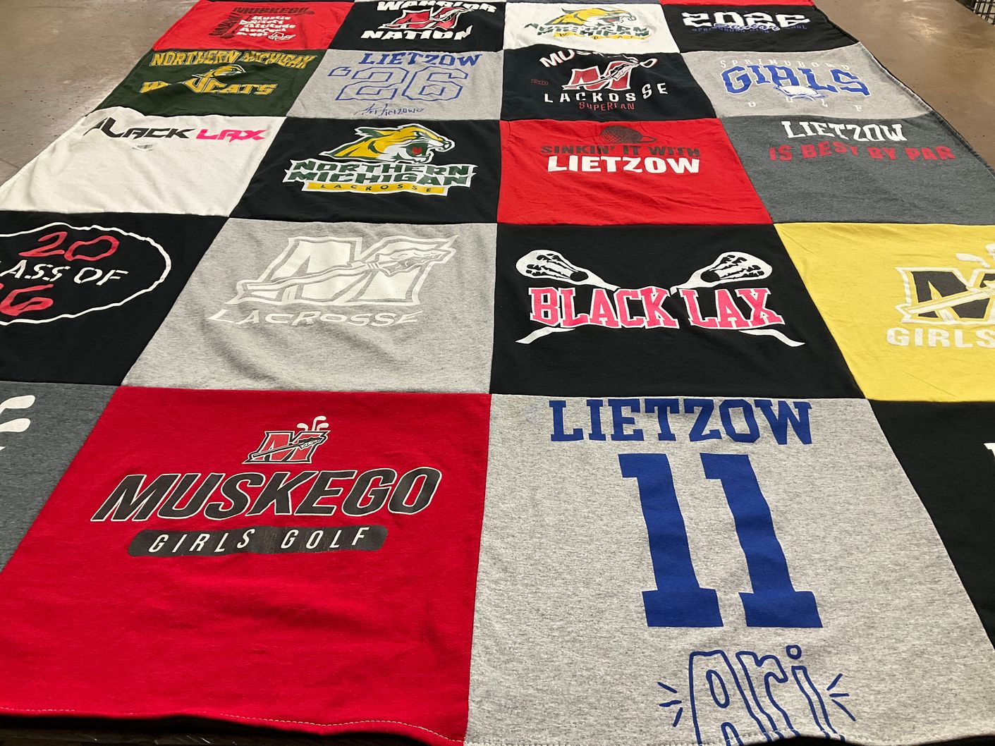 T-shirt quilt featuring northern michigan university lacrosse, muskego girls golf by Andrea from OH