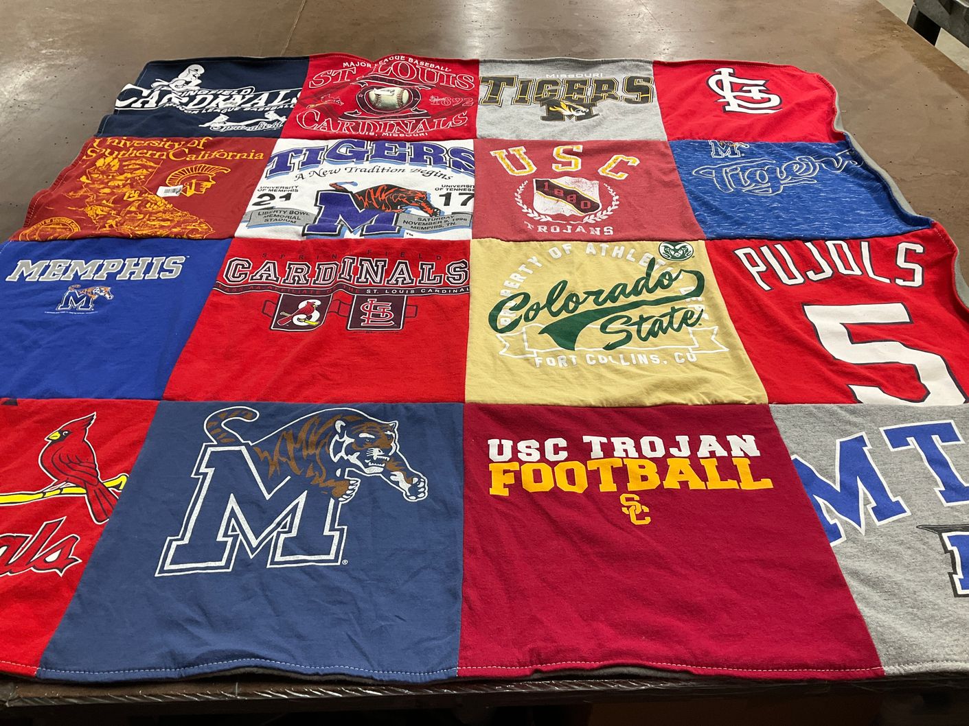 T-shirt quilt featuring memphis tigers, st louis cardinals by Regina from GA