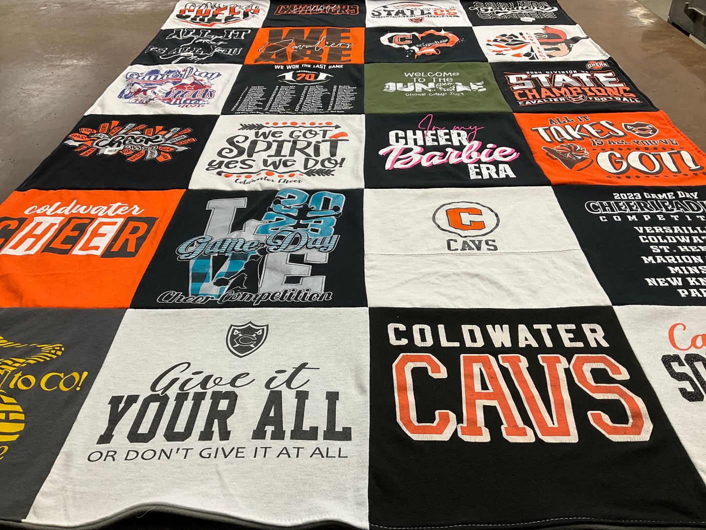 T-shirt quilt featuring coldwater cavaliers by Amy from OH