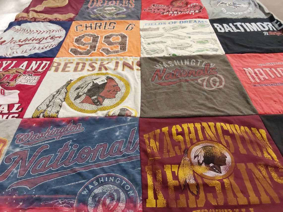 T-shirt quilt featuring washington redskins, washington nationals by Rhonda from MD