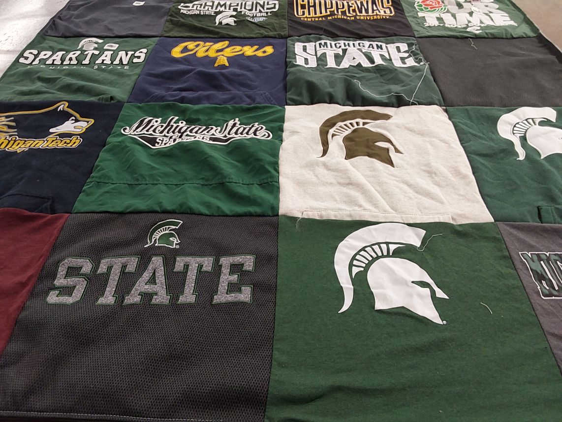 T-shirt quilt from michigan state university, central michigan university by Vicki from MI