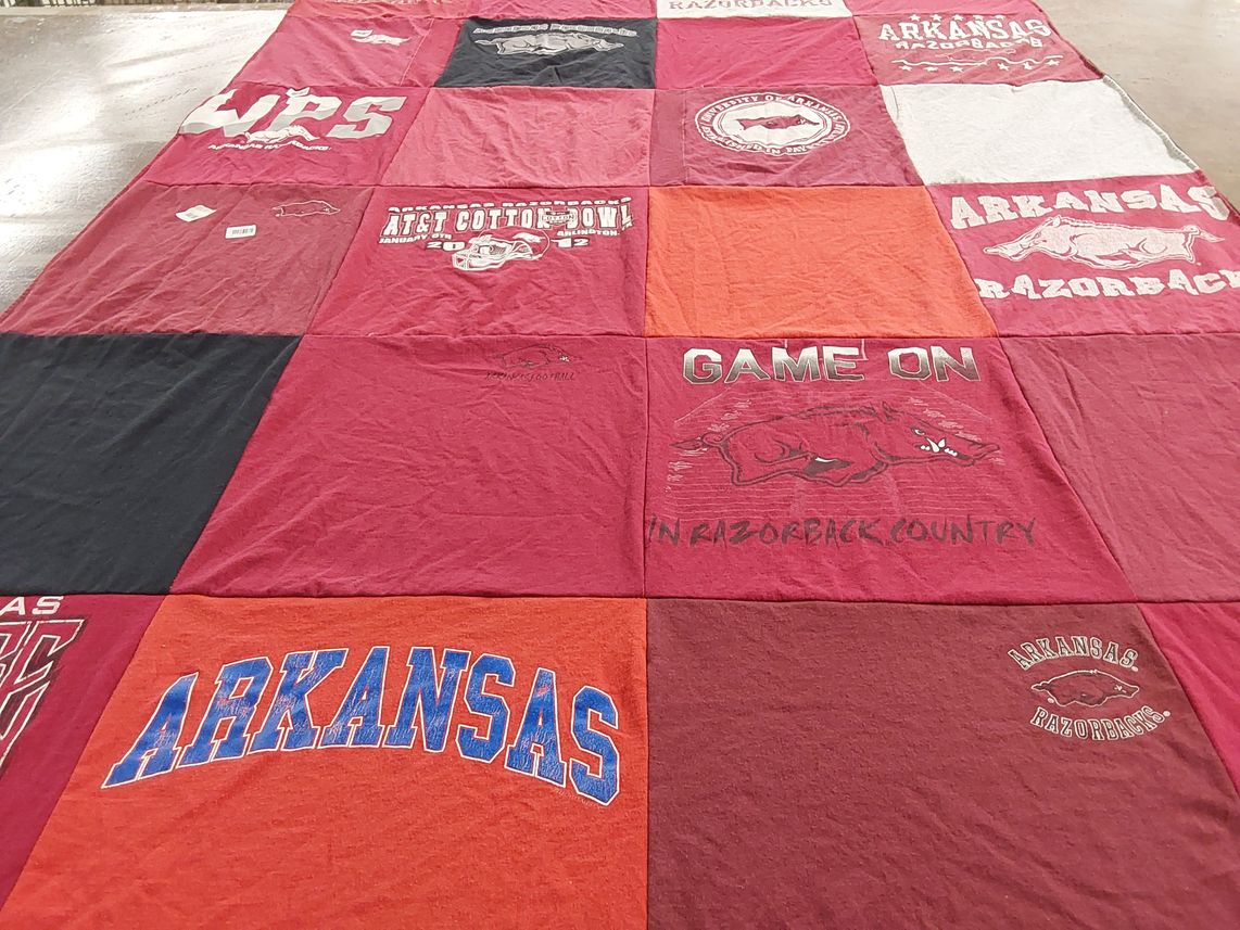 T-shirt quilt featuring arkansas razorbacks by Tiffany from TX