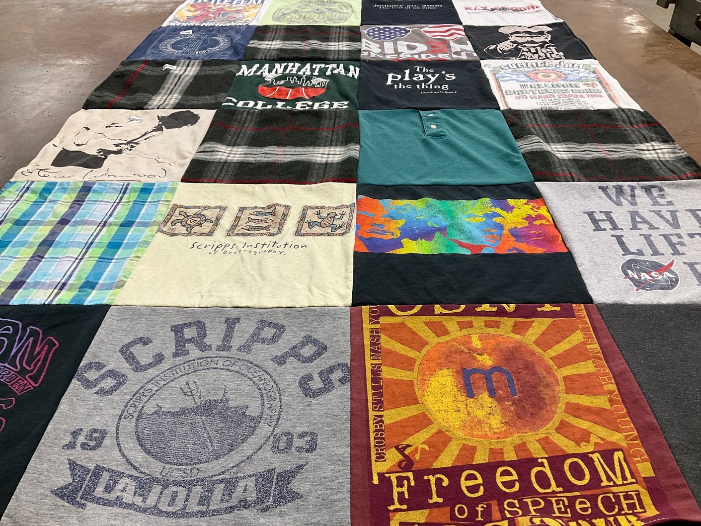 T-shirt quilt from manhattan college, scripps institution of oceanography by Lili from FL