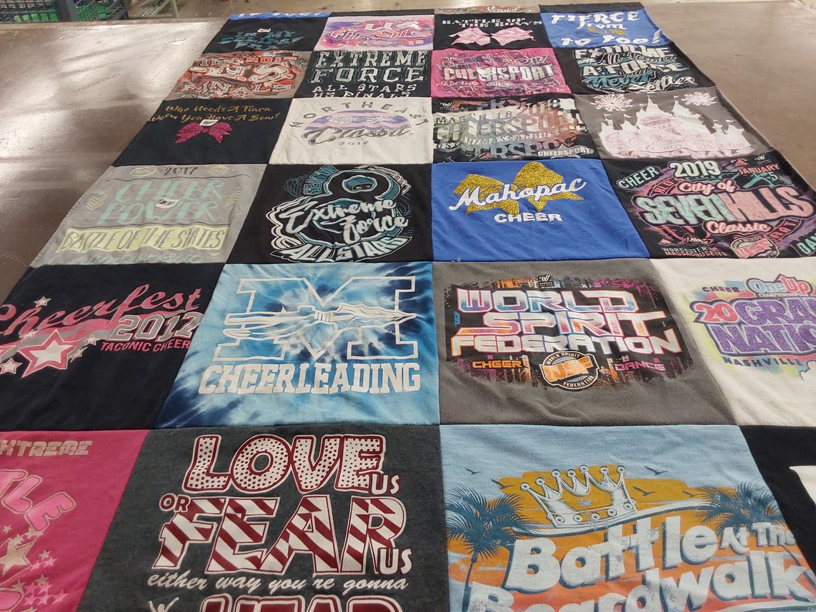 T-shirt quilt from mahopac cheer by Tara from NY