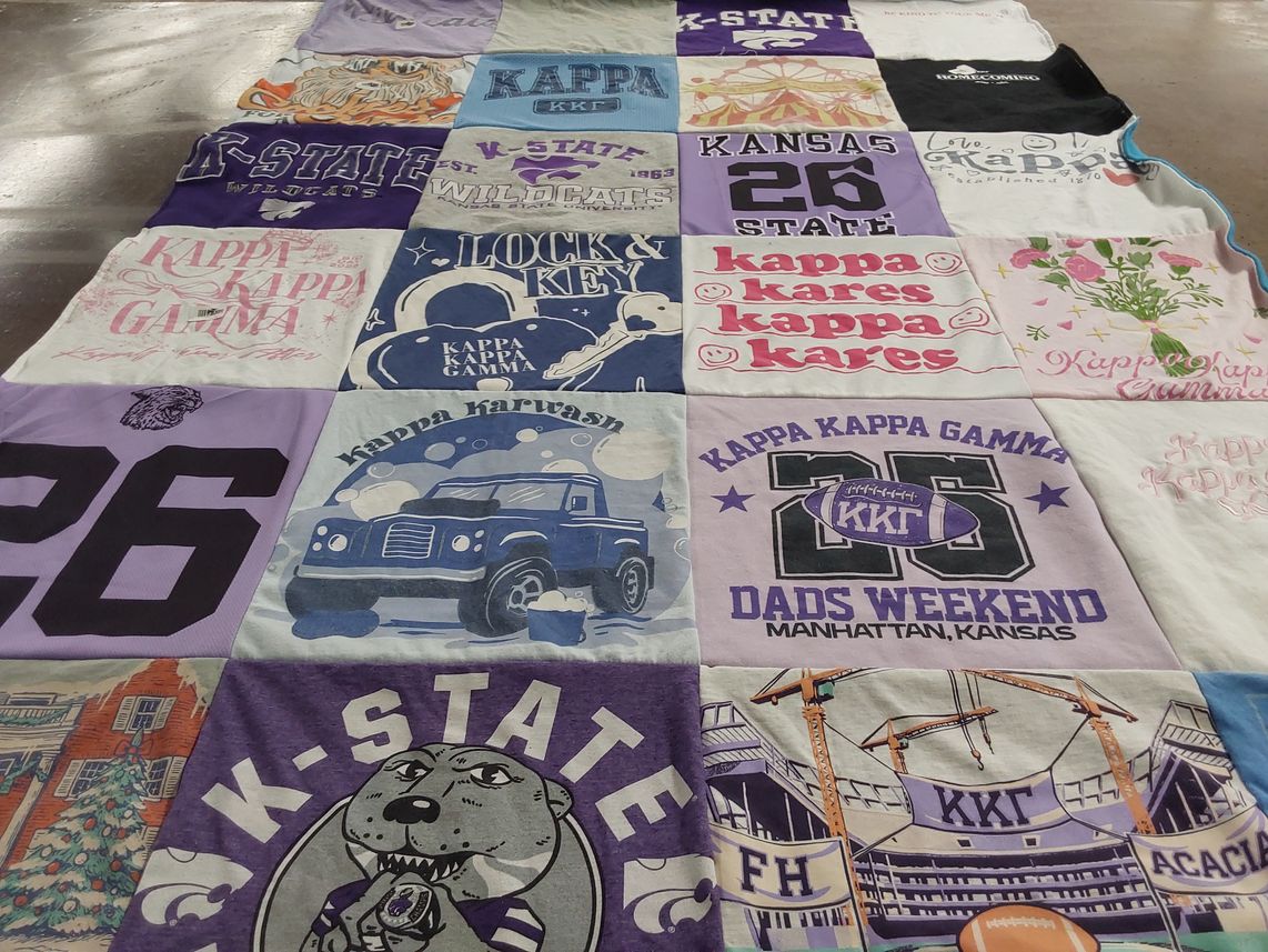 T-shirt quilt featuring kansas state university by Nicole from MI
